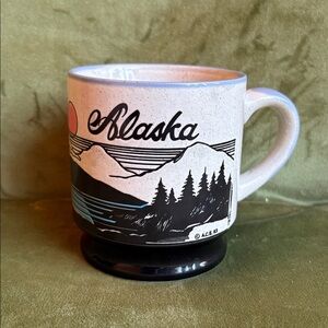 Vintage 1983 ACE Ceramic Stoneware Mug Cup Ivory “Alaska” Landscape Mountains